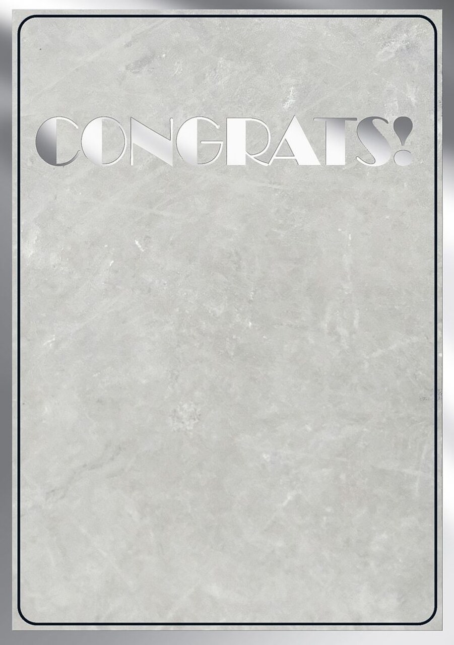 Great Papers! Greeting Cards, Marble Design with Silver Foil CONGRATS!, Blank Inside, 6.75" x 4.75" (folded), Kraft Envelopes Included, 3 count